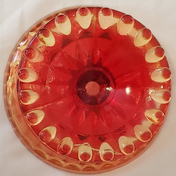 Vtg/MCM/Retro yellow/red Ambrosia Glass Pedestal Candy Dish - Picture 4 of 6